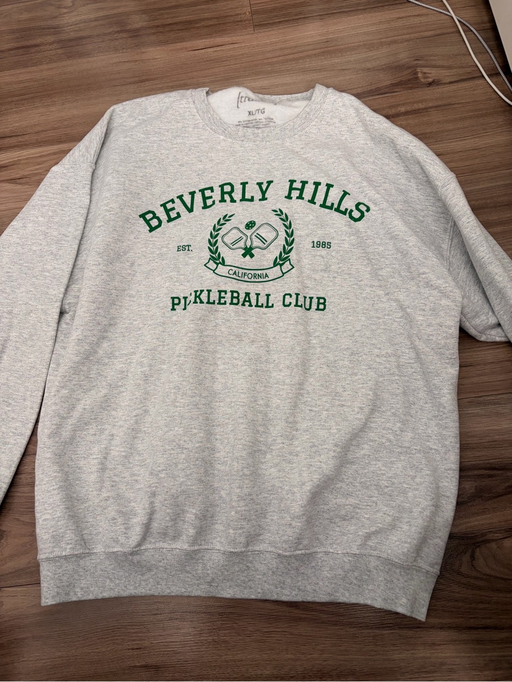 Crewneck Sweatshirt - Light Gray with Green Print